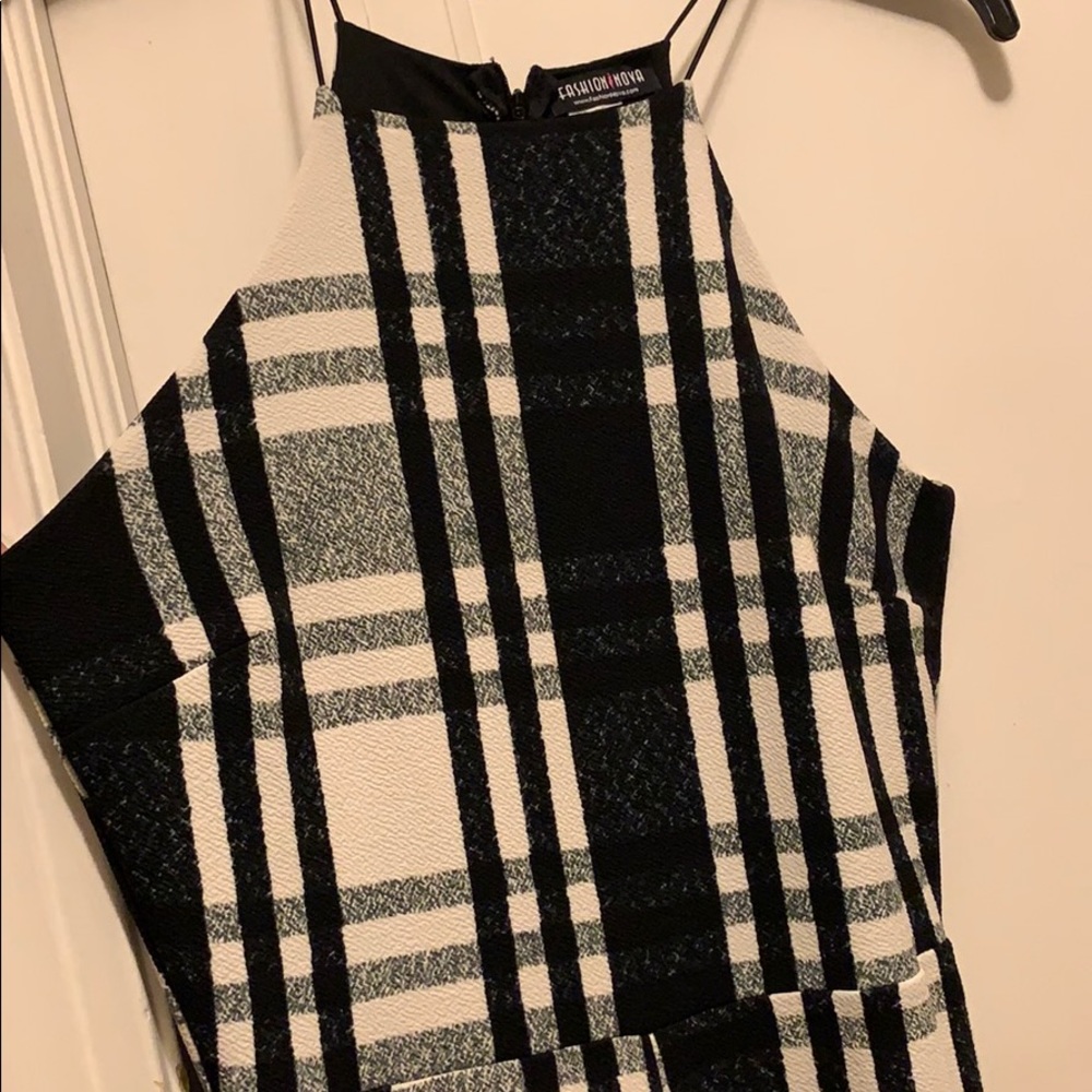 Black and White Plaid Fashion Nova Jumpsuit